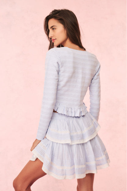 Rogan Pointelle Knit Cardigan - MORNING SKY