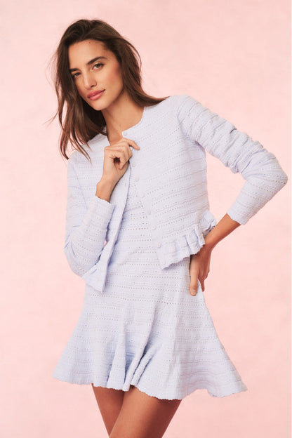 Rogan Pointelle Knit Cardigan - MORNING SKY